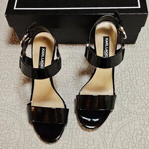 Karl Lagerfeld Paris Women's Cieone Dress Sandals in Black. NWT